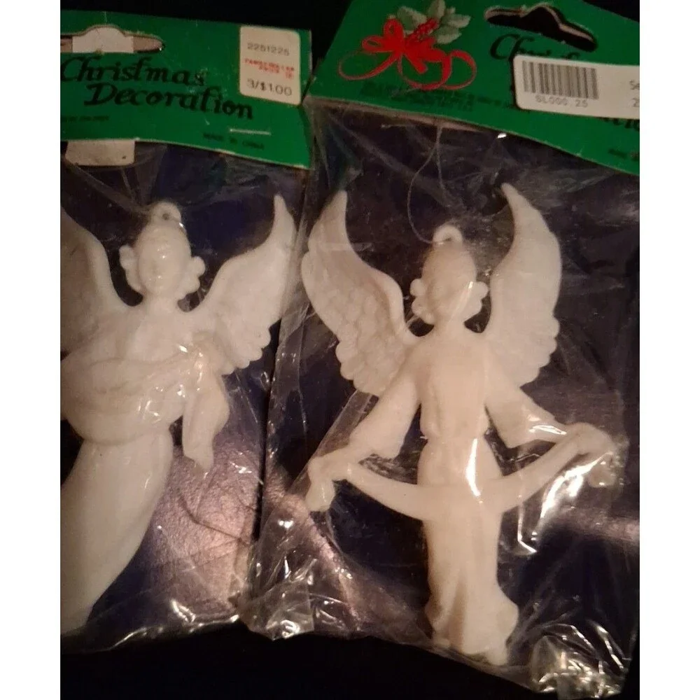 Vintage White Resin Angel ornament lot of 8